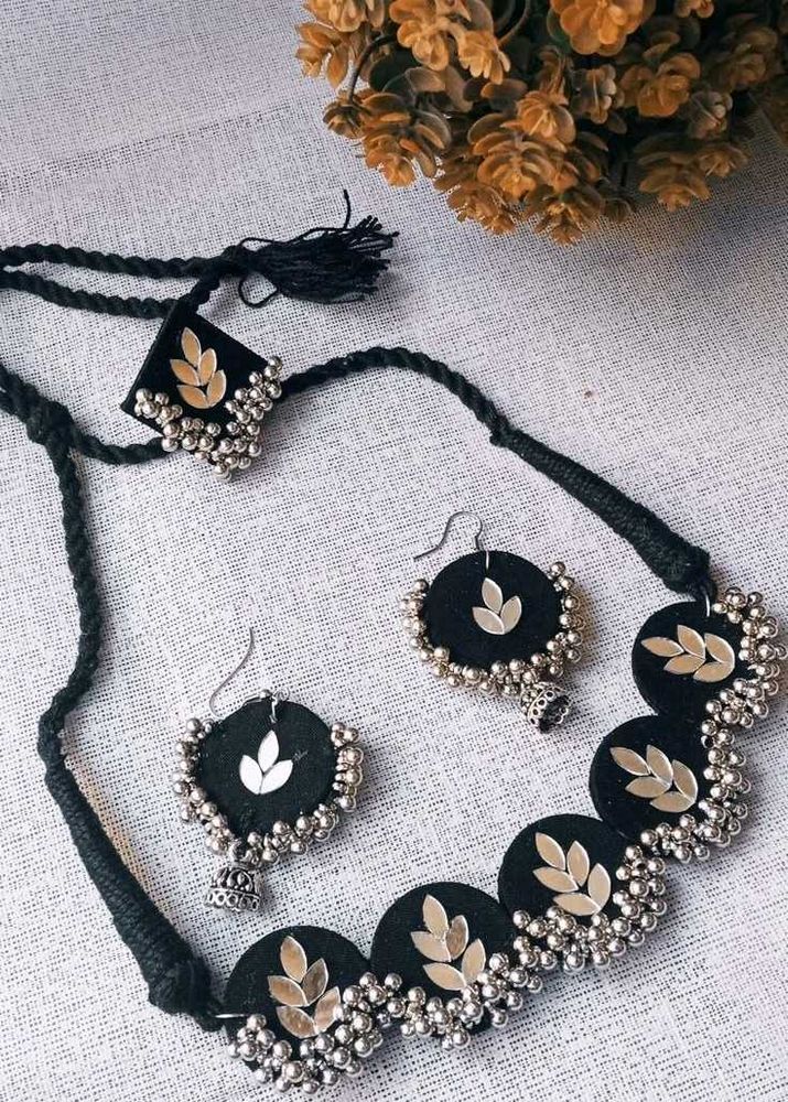 Black Cloth Earrings With Jungroo