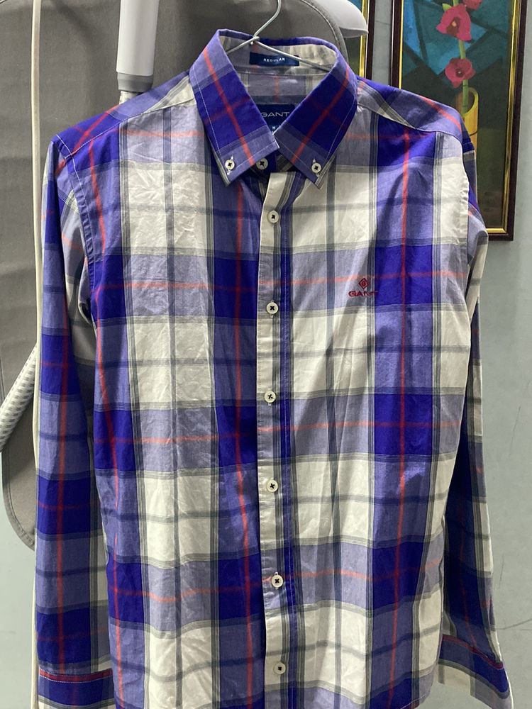 Gant White And Blue Check Shirt