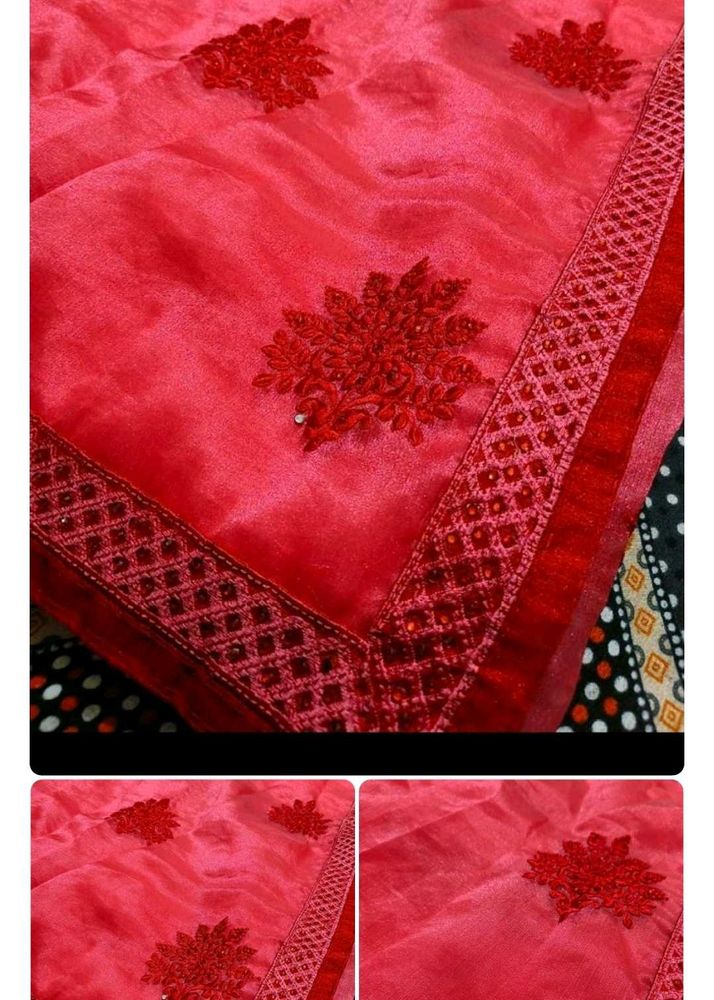 organza pink saree