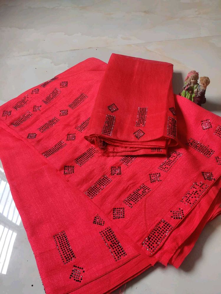 Gajri Pink Stonework Saree ❤️