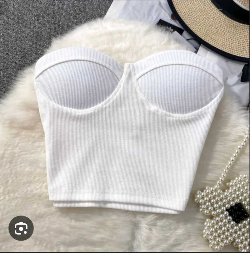 STRAPLESS RIBBED BUSTIER TOP