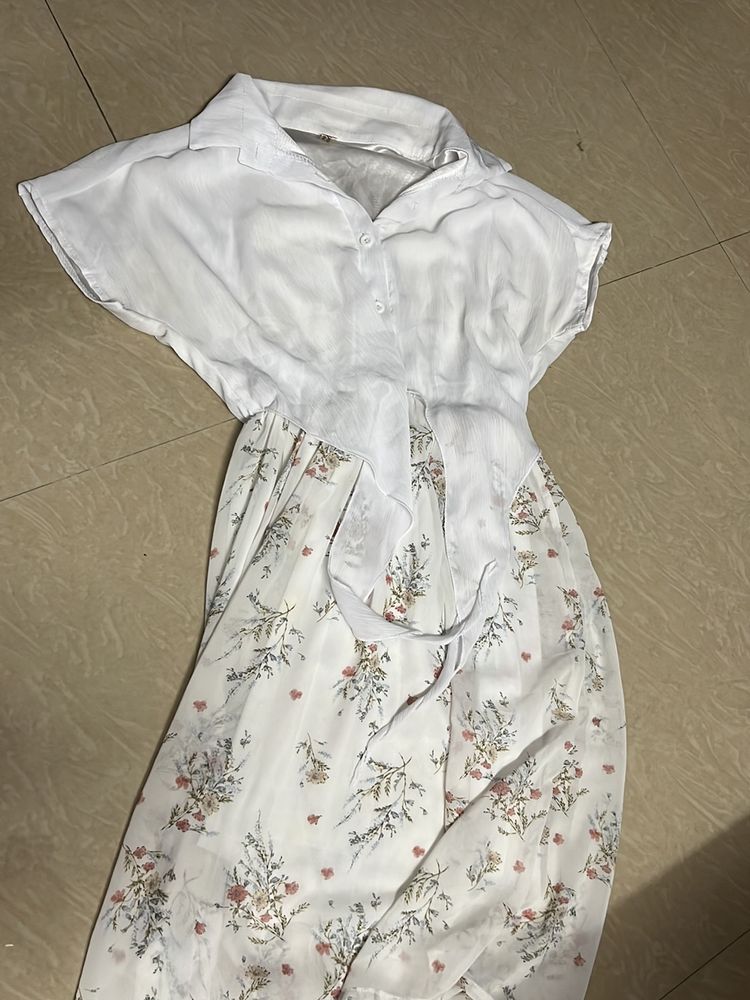 White Floral Dress For Girls
