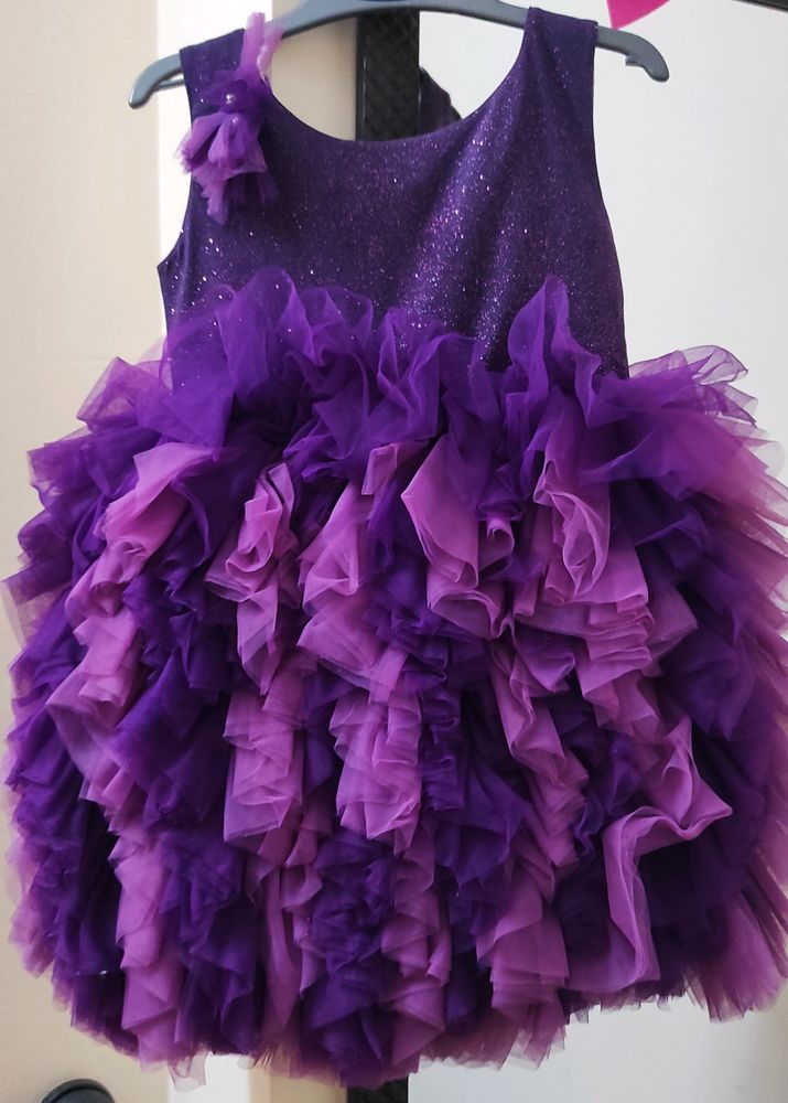 Purple Tulle Ruffle Party Dress