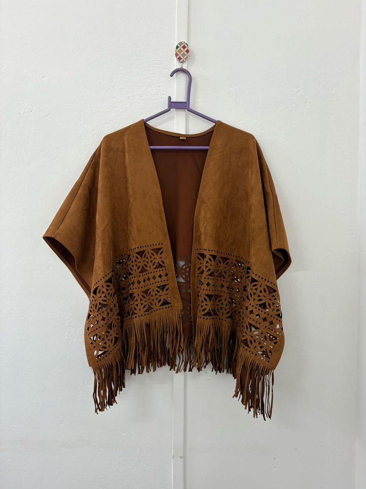 Fringed Suede Cape