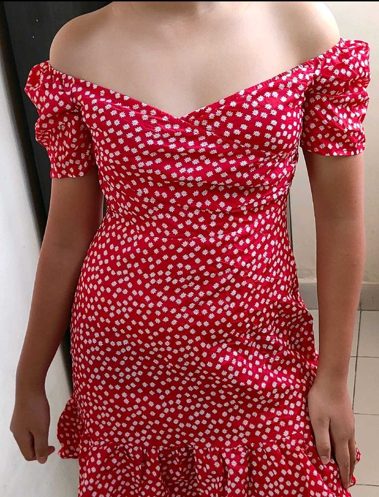 SHEIN Daisy Print Red Dress🍒🍷🎀