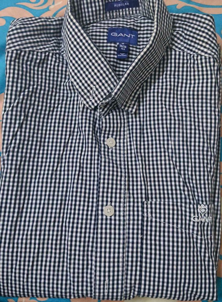 GANT Black &amp; White Gingham Button-Down Shirt