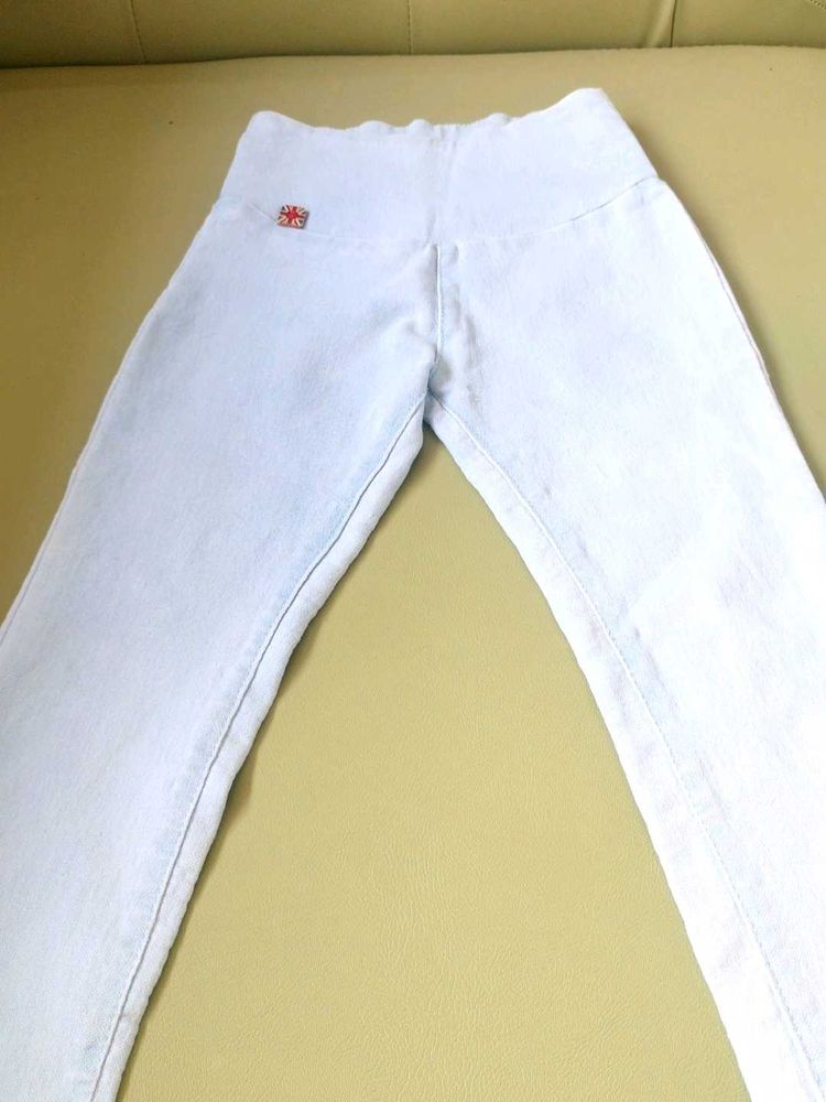 Sky Blue Cotton Slim Fit Denim Jeggings