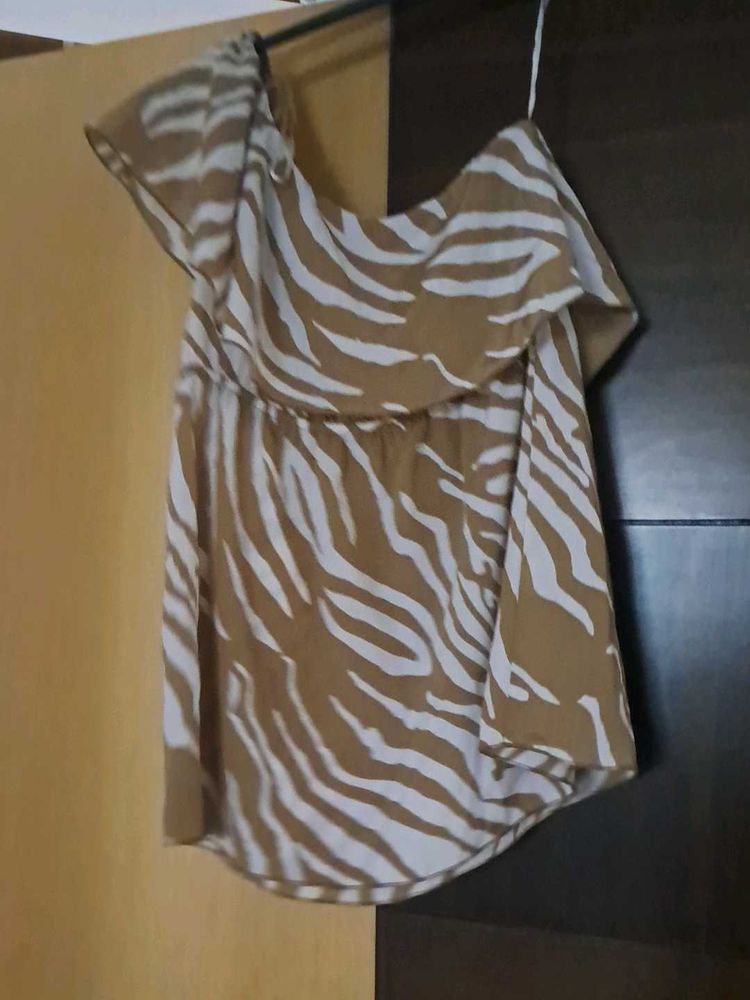 Zebra Print One Shoulder Top