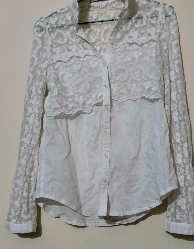 Lace Detail White Top