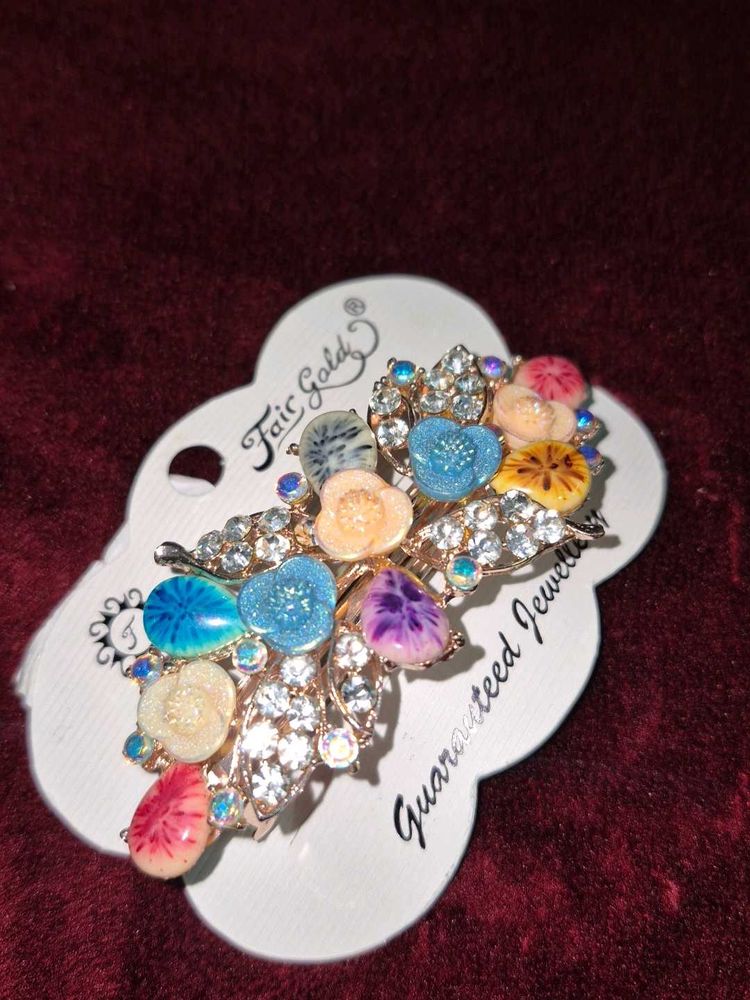 Floral Rhinestone Hair Clip