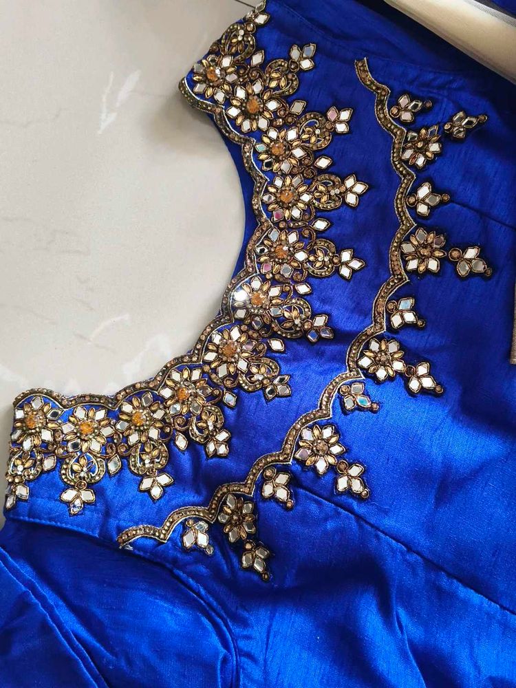 Elegant Blue indo-western lehanga