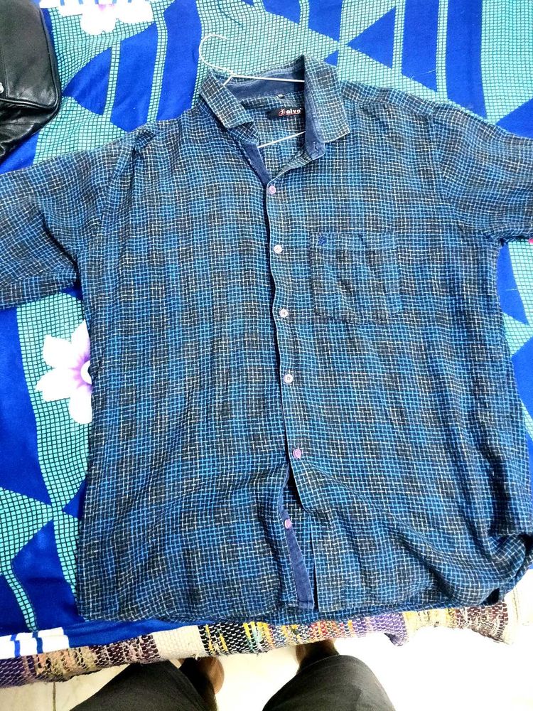 Vintage Blue Plaid Short Sleeve Shirt