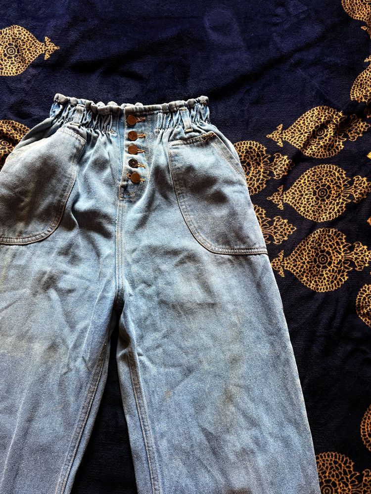 High-Waisted Denim Jeans
