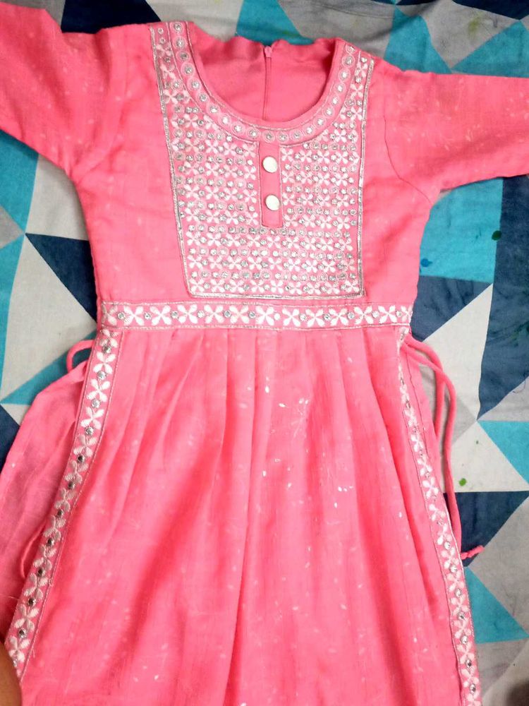 Pink Embellished Girls&#39; Dress