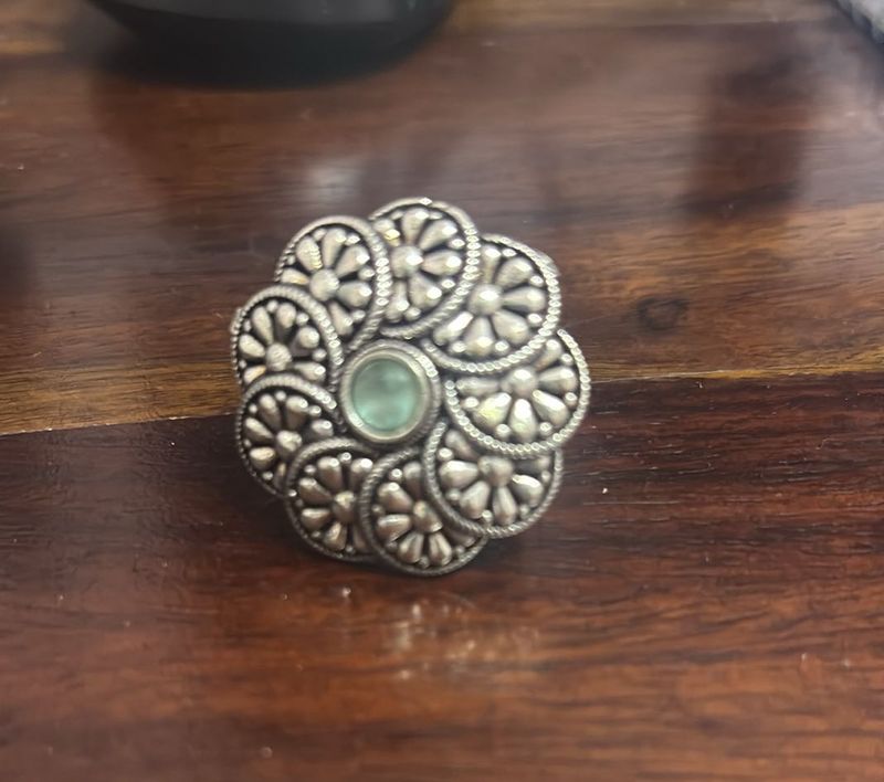 Silver Tone Floral Ring