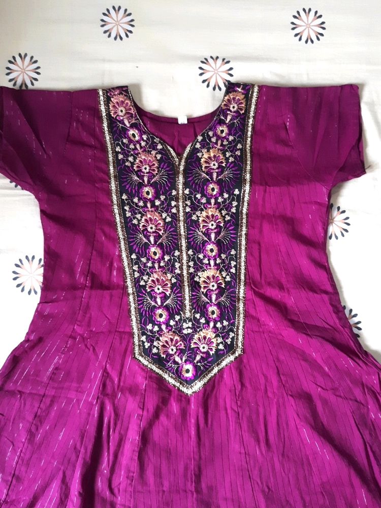 Purple A-line Festive Kurta