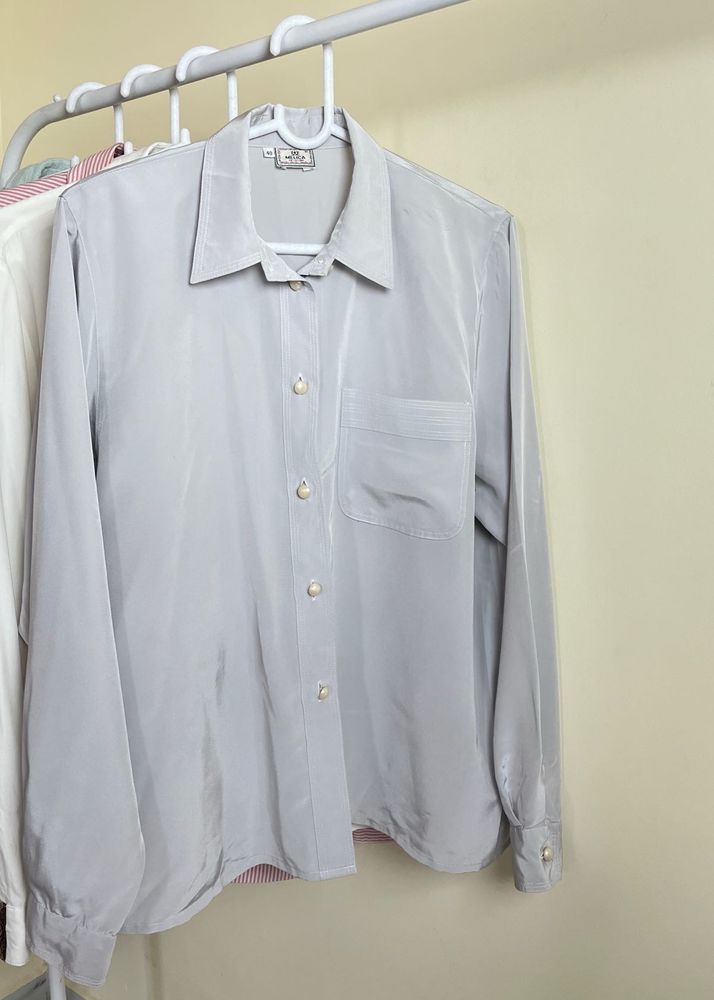 Elegant Gray Button-Down Top