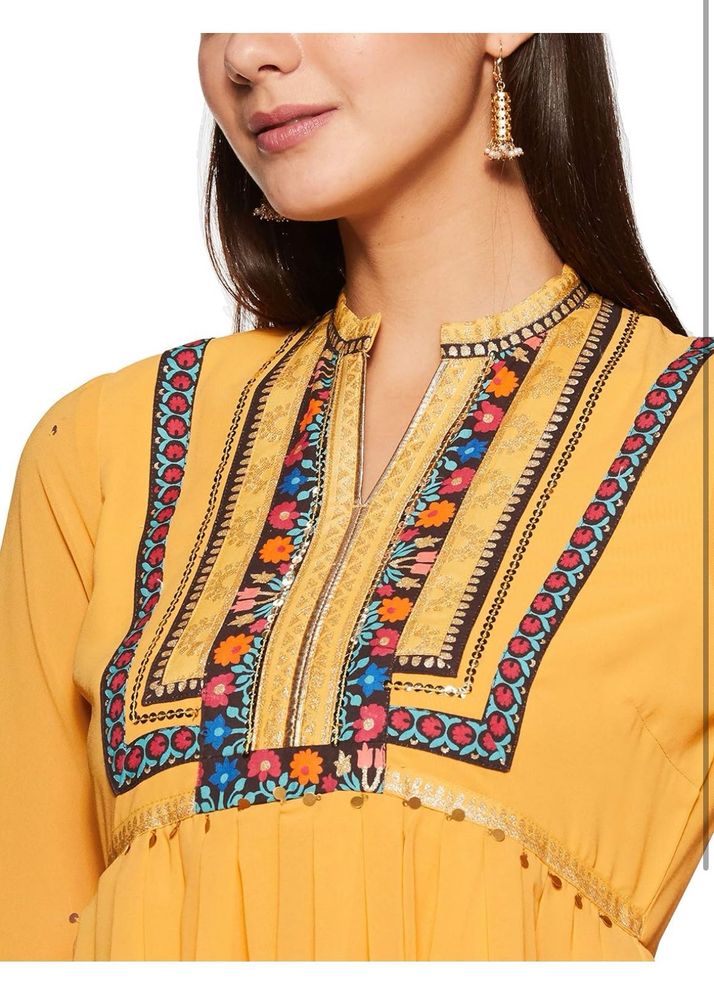 Mustard Embroidered Cape Dress