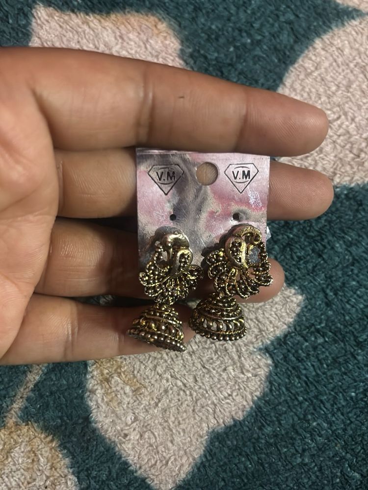 Gold Jhumka Earrings