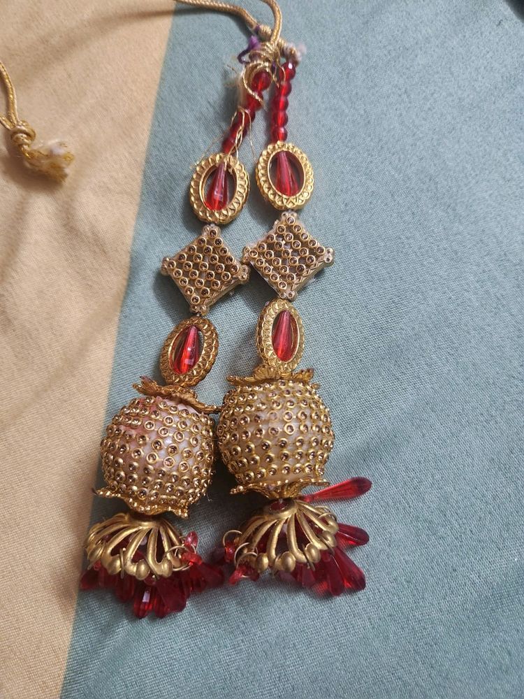 Red &amp; Gold Indian Tassels