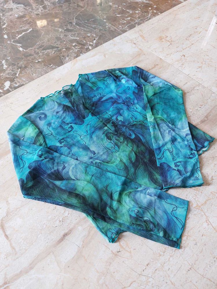 Sheer Blue &amp; Green Top