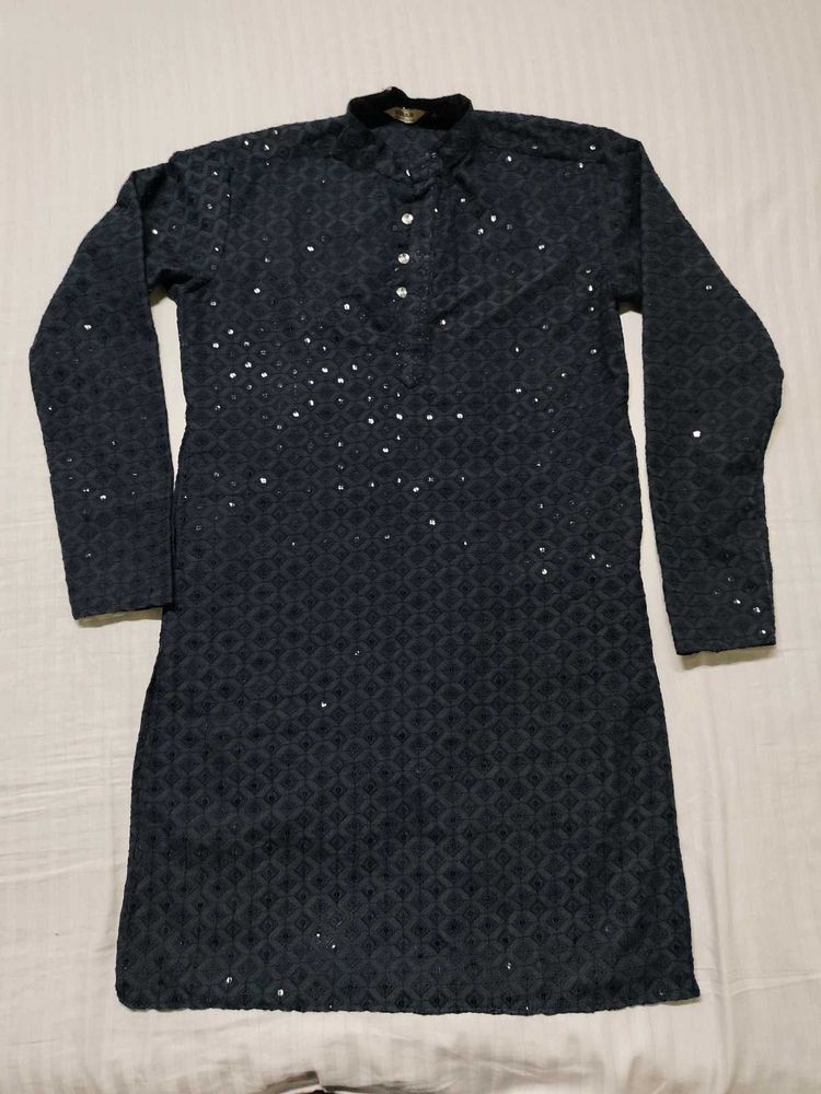 Wedding Exclusive Black Embroidered Men&#39;s Kurta.
