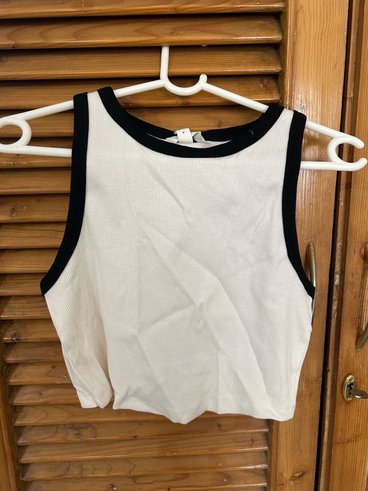 White Cropped Tank Top