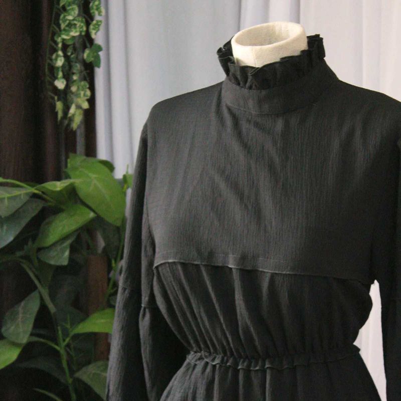High Neck Black Dress
