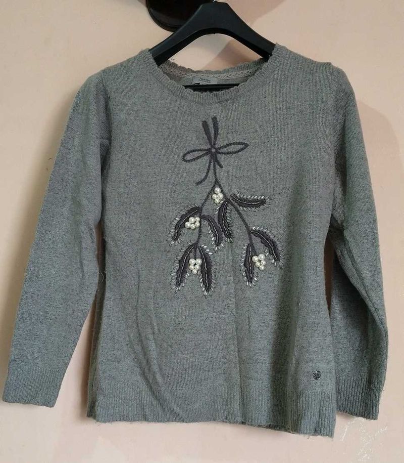 Gray Embellished Sweater