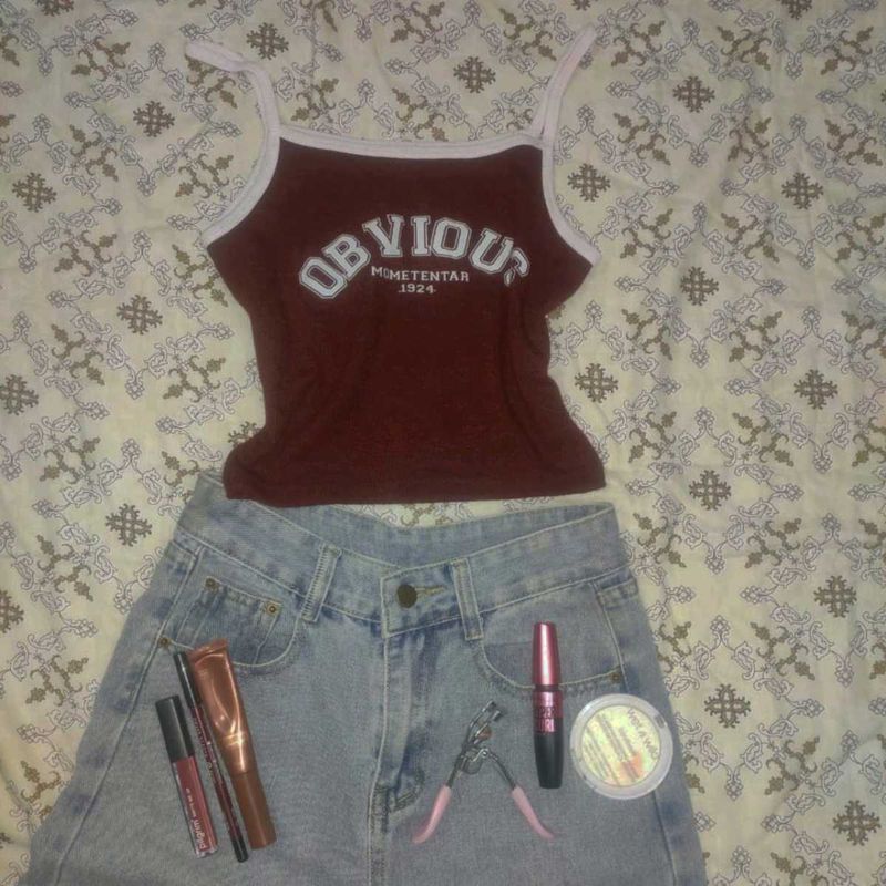 Maroon “OBVIOUS” Crop Cami