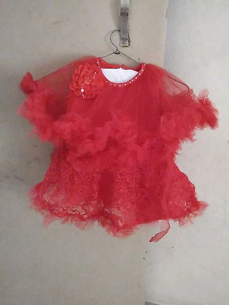 Red Flower Girl Dress