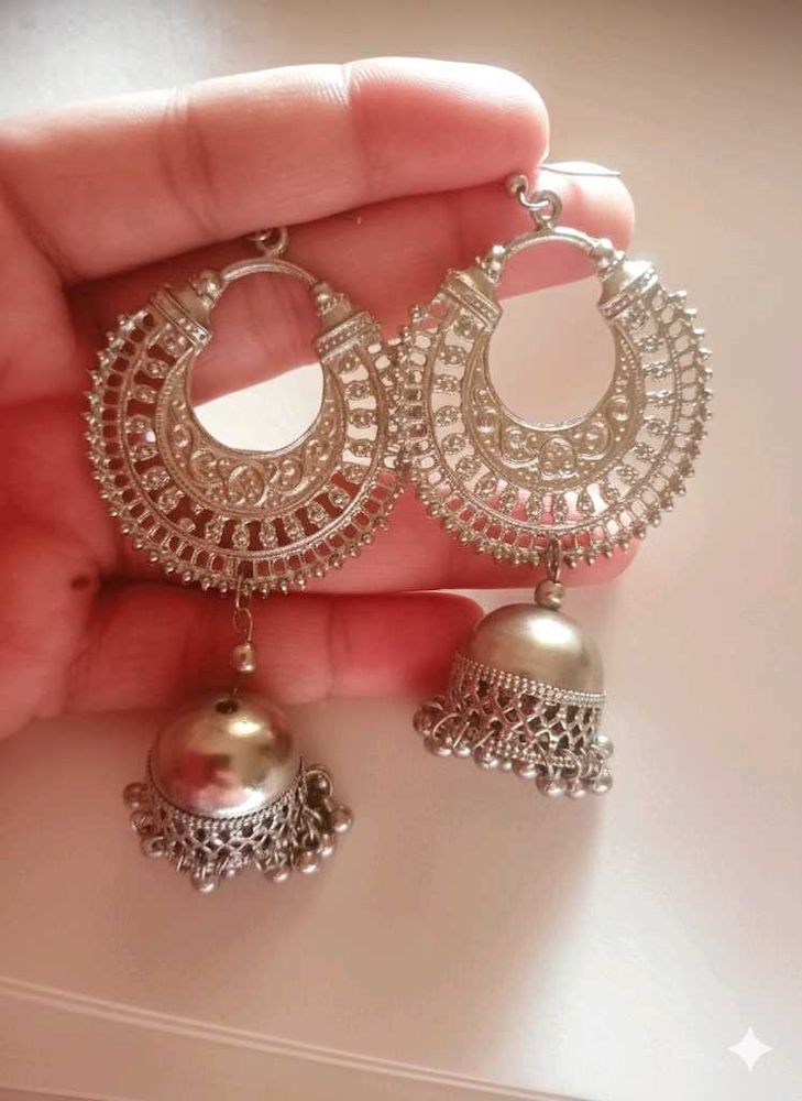 Silver Jhumka Earrings