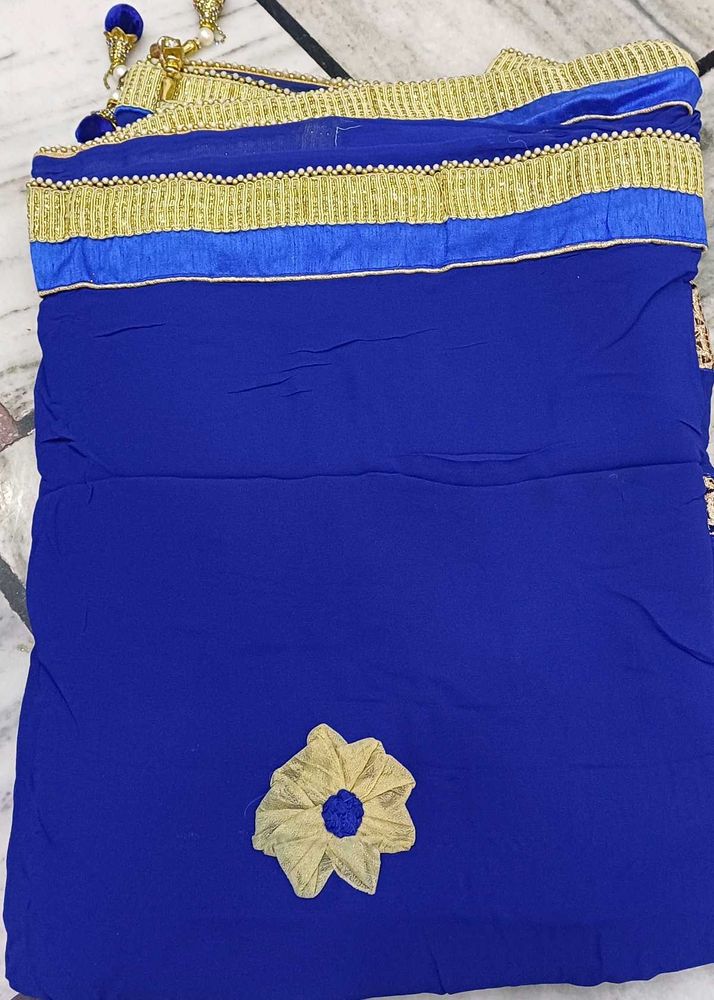 Elegant Blue Saree with Embellishments