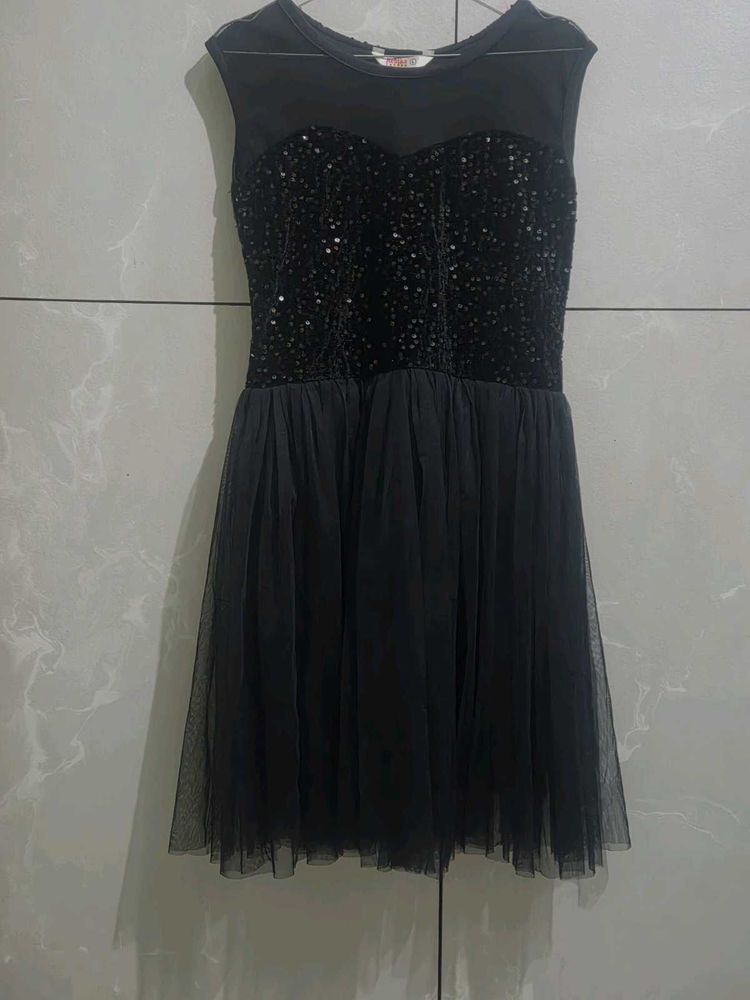 Black Sequin &amp; Tulle Party Dress