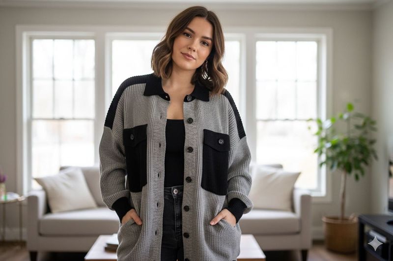 Stylish Grey &amp; Black Sweater