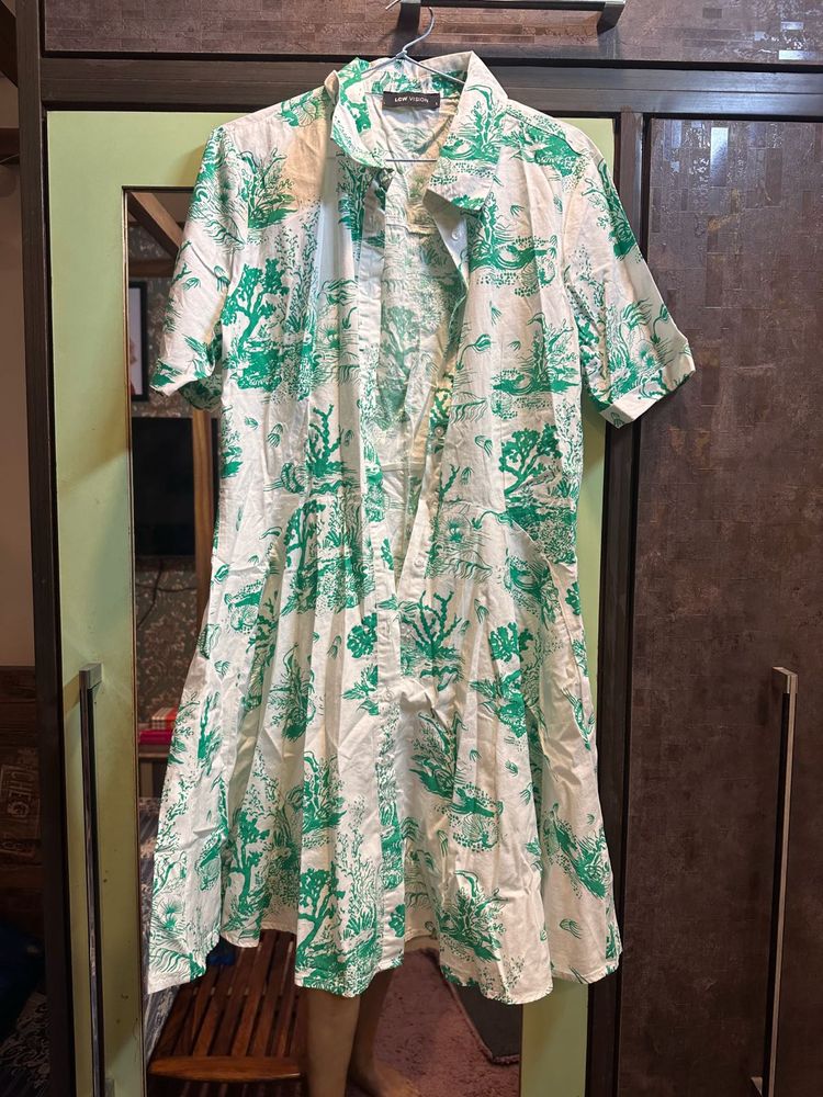 LCW Green Cotton Shirt Dress – Size L
