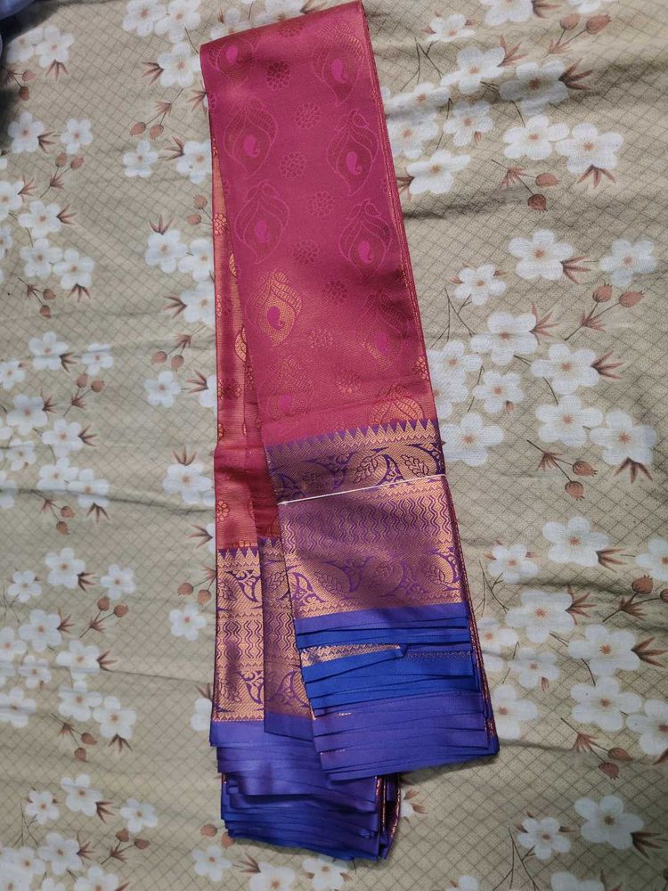 Elegant Pink &amp; Blue Saree
