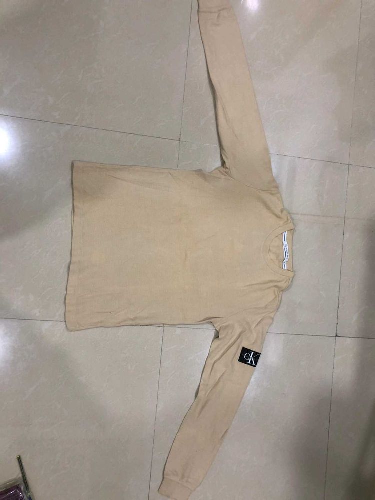 Calvin Klein Long Sleeve Tee - Beige