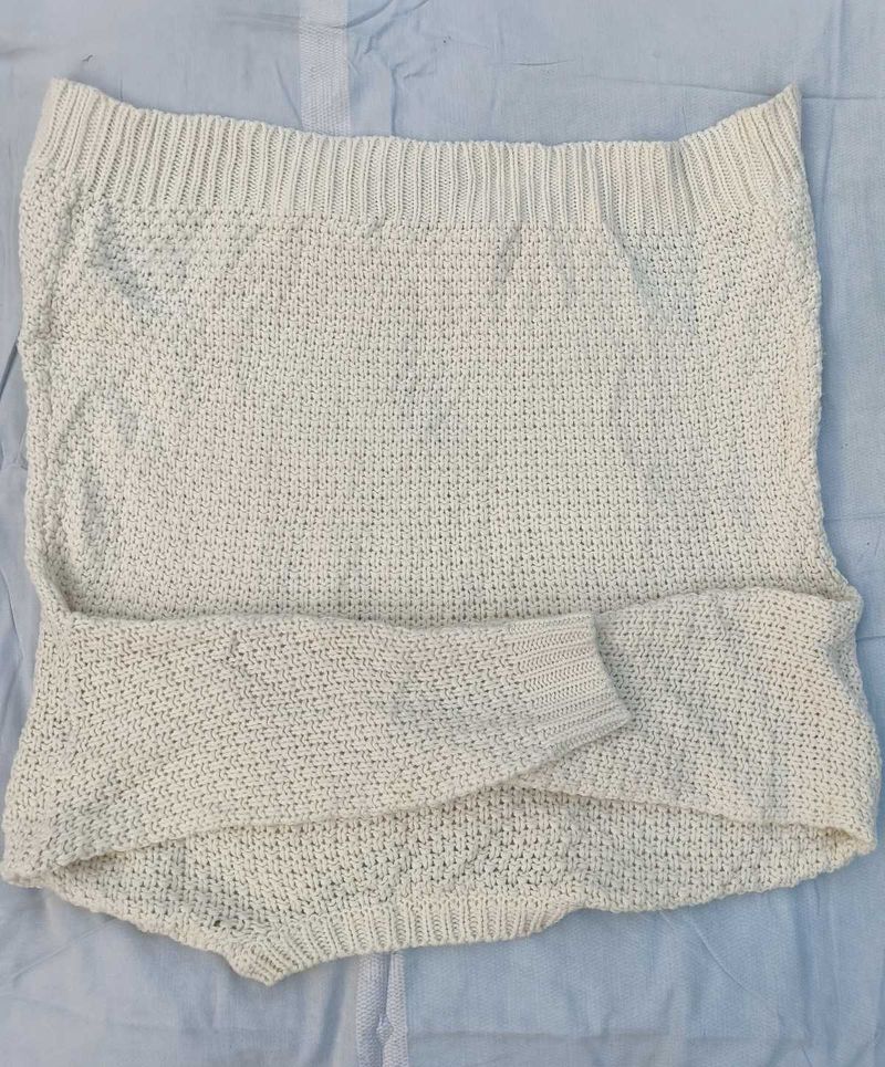 Cream Knit Off-Shoulder Top