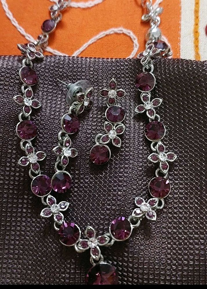 Amethyst Floral Necklace &amp; Earring Set
