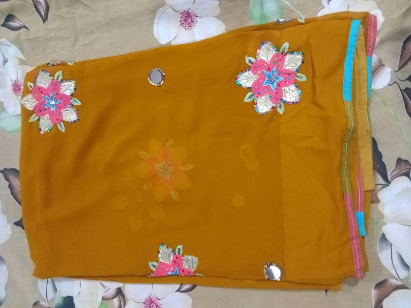 Mustard Saree With Blouse