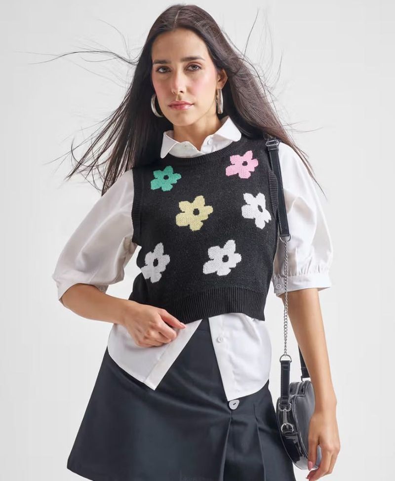 Floral Knit Vest