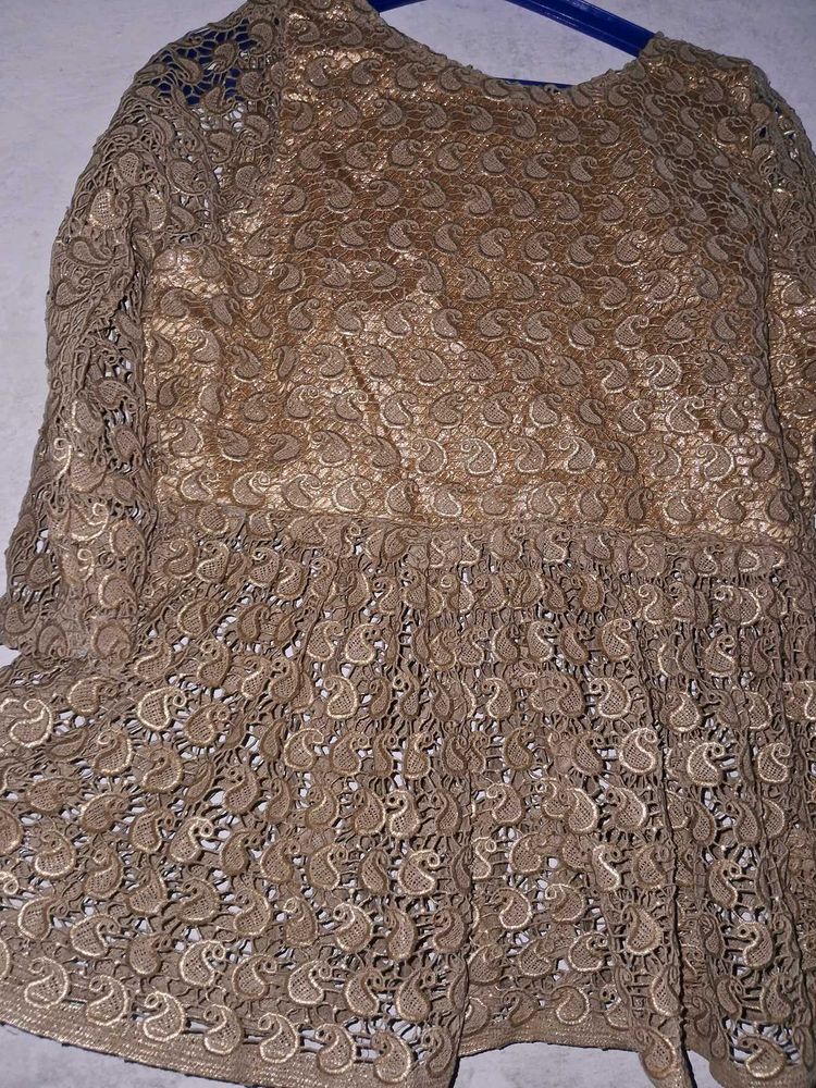 Gold Lace Peplum Top