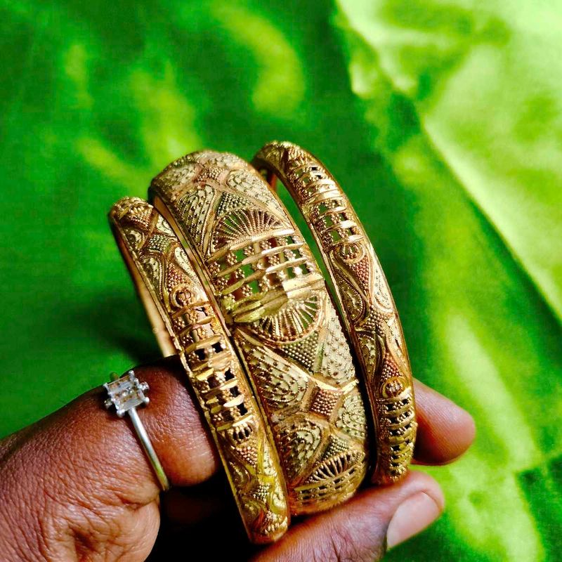 Gold Plated Bangles And Earrings