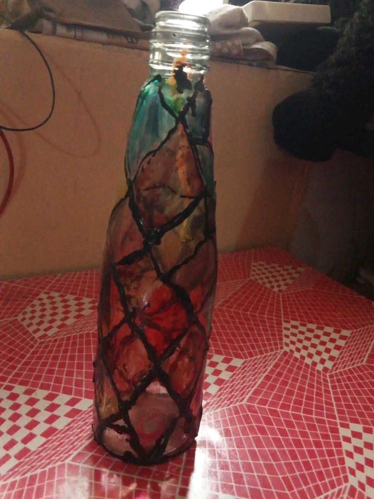Stained Glass Style Painted Bottle