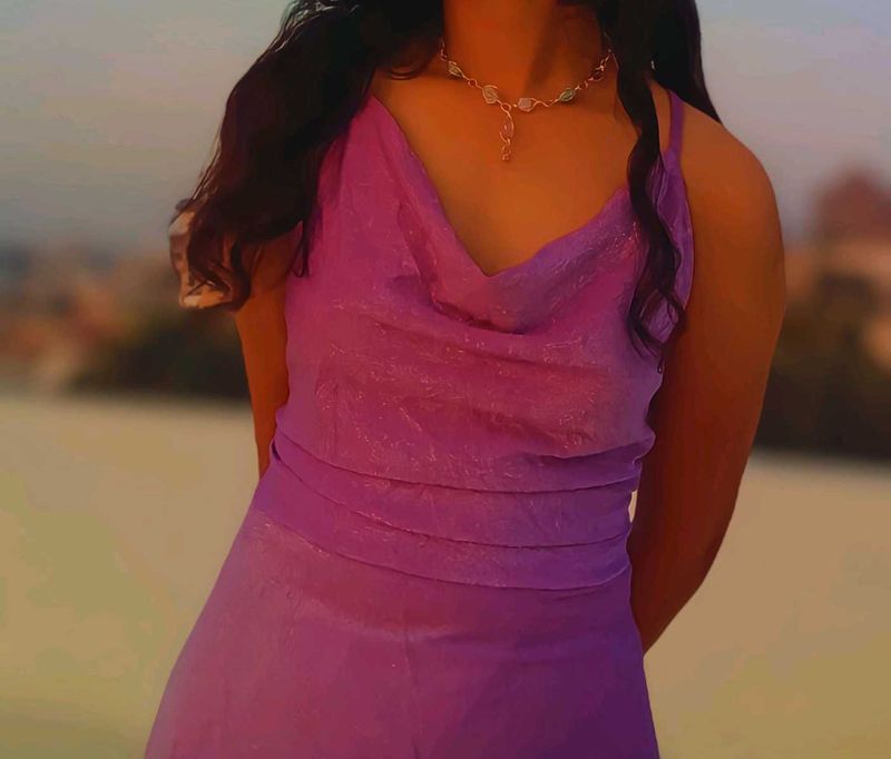 Purple Lace-Up Back Dress