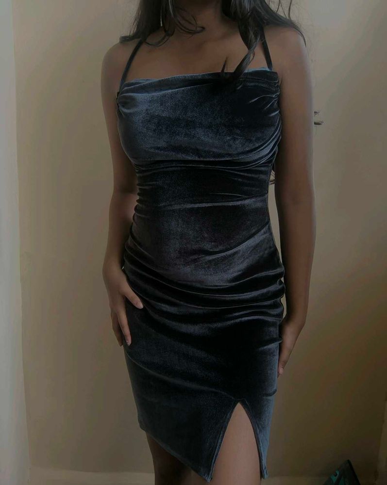Luxe Velvet Bodycon Dress with slit