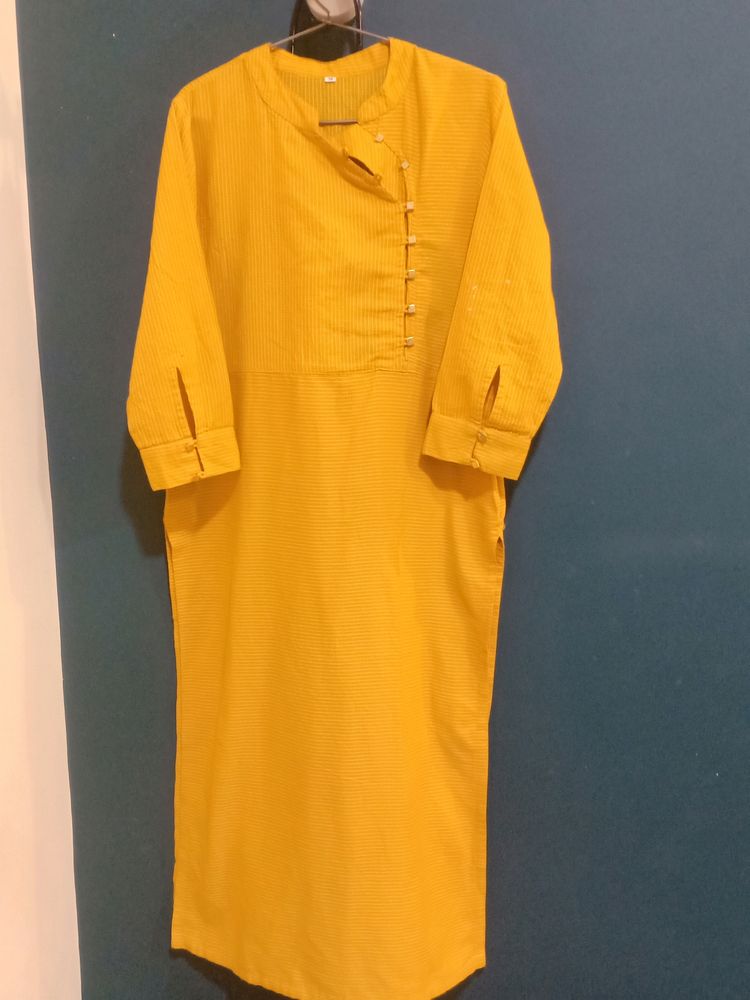 MUSTARD KURTA WITH CUFF SLEEVES