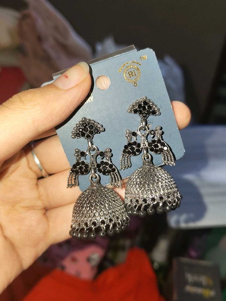 Silver Jhumka Earrings