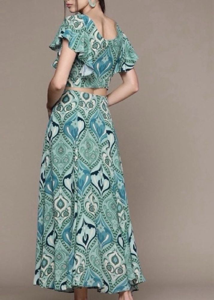 Teal Printed Kurta Set